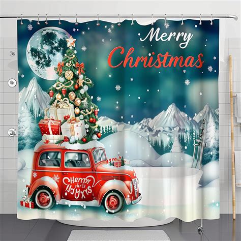 christmas truck shower curtain|fall pickup truck shower curtain.